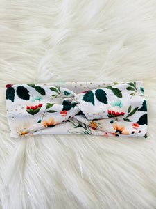 Embroidered floral twist wrap